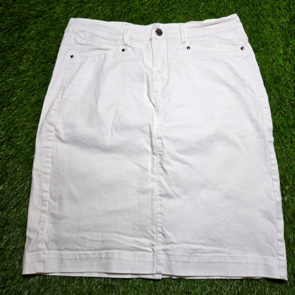 Denim White Pencil Skirt